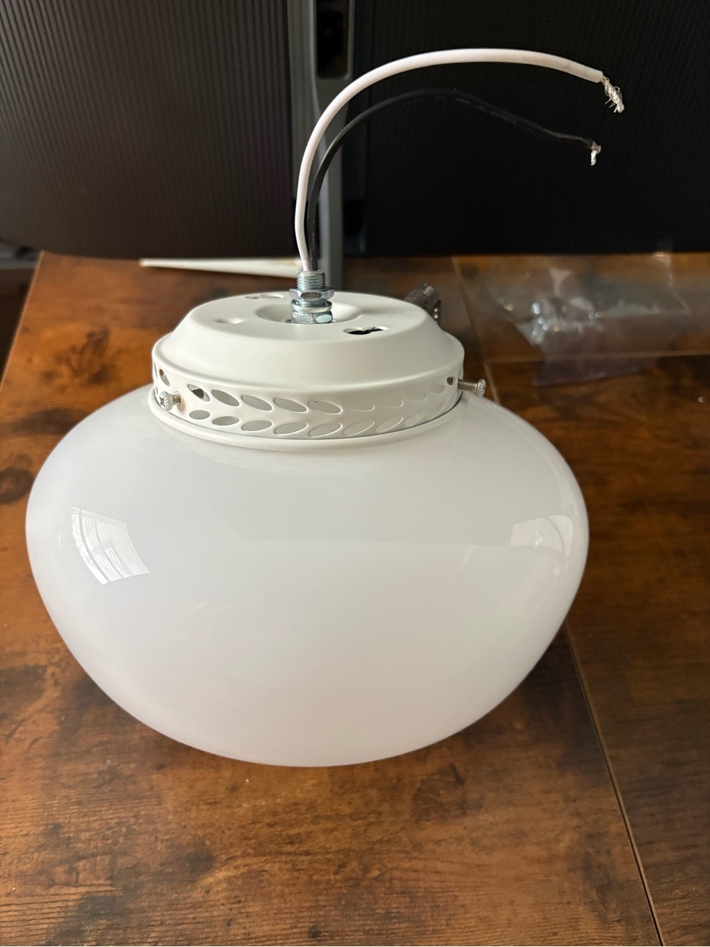 White Glass Ceiling Pendant Light - Unbranded